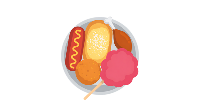 Carnival Food Icons, Transparent PNG, Fairground Snack Illustration for Events, Menus & Social Media Graphics.