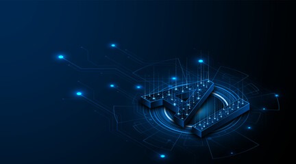 Digital technology of the future. AI icon or artificial intelligence symbol. Future advanced artificial intelligence technology circuit board concept	