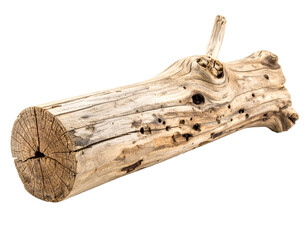 Old wooden log isolated on a transparent background.