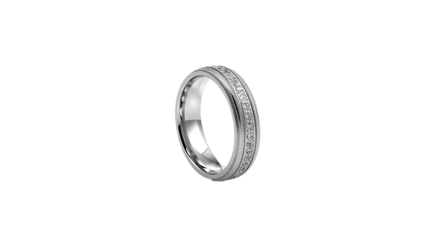 Elegant diamond eternity band ring made of white gold or platinum isolated on transparent background