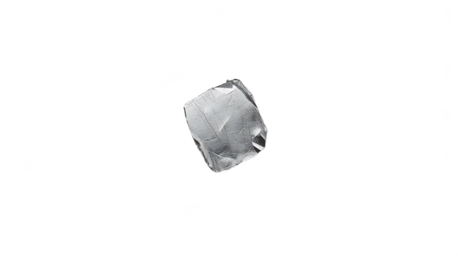 A single clear ice crystal shard with sharp edges isolated on transparent background
