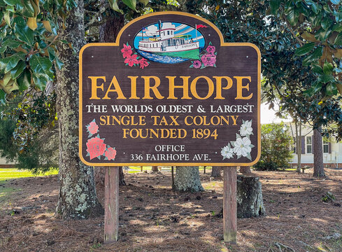 Fairhope Alabama Single Tax Colony Welcome Sign