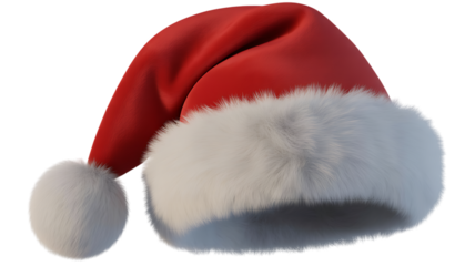 Fluffy Santa Hat, Transparent PNG, Christmas Holiday Icon, Ideal for Greeting Cards, Social Media & Print.