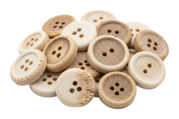 Crafting unique wooden button designs for bright handcrafted concepts isolated on transparent background