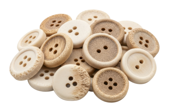 Crafting unique wooden button designs for bright handcrafted concepts isolated on transparent background