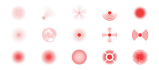 Concentric circle. Set of circular ripple icons.