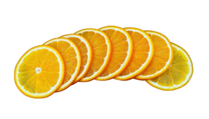 Bright Orange Slices Arranged in a Curved Fan Shape on Transparent Background