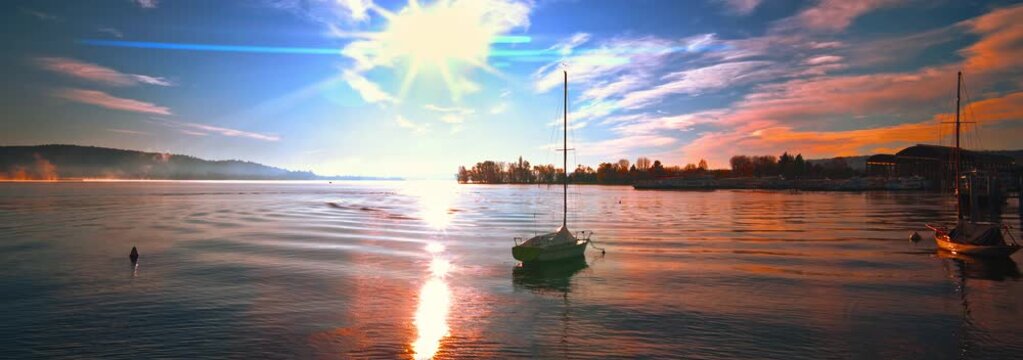 Anamorphic Lens - Fantastic sunrise in Arona on Lake Maggiore