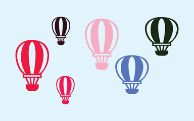 Group of balloons on light blue background for holidays and fun occasions