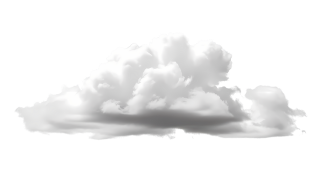 Fluffy white cloud isolated on transparent background floats peacefully in the sky