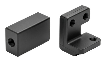 Obraz premium Industrial black metal bracket parts workshop product isolated on transparent background