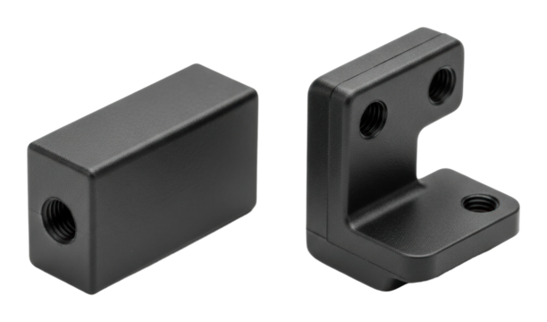 Industrial black metal bracket parts workshop product isolated on transparent background