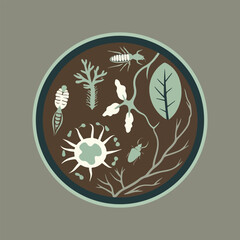 Healthy soil and sustainable agriculture vector illustrations showing carbon storage, mycorrhizal networks, and global soil awareness map concept