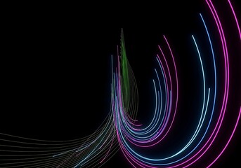 Vibrant neon lines flow dynamically creating abstract futuristic energy patterns