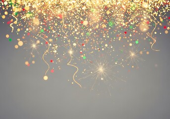 Sparkling confetti and streamers create a magical festive celebration