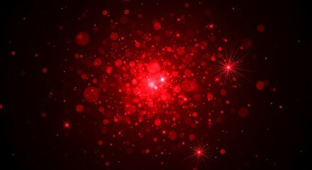 Vibrant red bokeh lights sparkle on a dark festive background