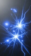 Dynamic blue lightning strikes energy background for science concepts