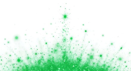 Vibrant green abstract particles explode upwards like fireworks