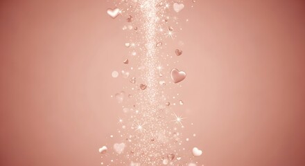 Elegant rose gold hearts and sparkles cascade for romantic celebrations