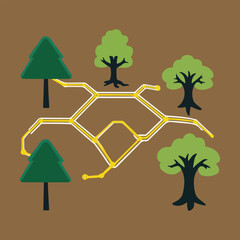 Healthy soil and sustainable agriculture vector illustrations showing carbon storage, mycorrhizal networks, and global soil awareness map concept