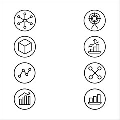 A Professional Strategic Data Analysis Icon Symbol, Showcasing Research and Information in a Flat Design Minimalist Vector for Digital Business Growth Success Management.