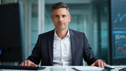 Executive bank manager office environment exudes confidence and professionalism.