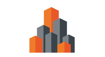 Abstract Cityscape Illustration Depicting Modern Architectural Structures On White Background