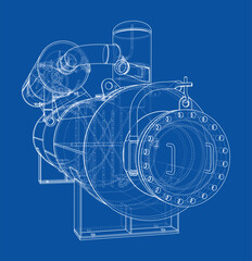 Industrial Machine Blueprint. Vector