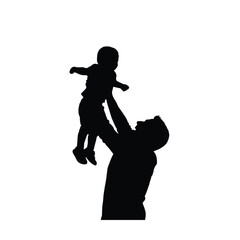 Father throwing child in the air silhouette