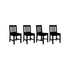 Four wooden chairs in a row silhouette