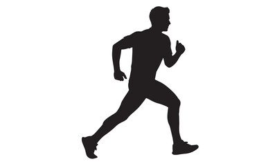 Dynamic silhouette of a male runner in motion next to adobe illustrator icon