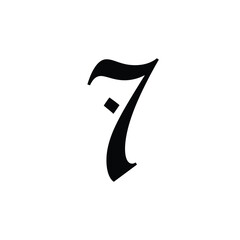 Gothic style number seven silhouette