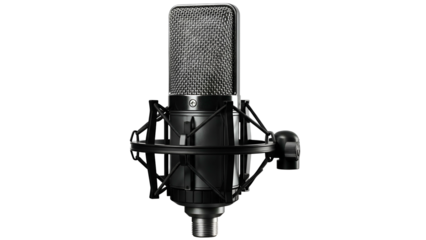 A professional-grade, large diaphragm condenser microphone with a shock mount
