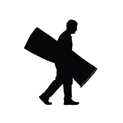 Man carrying large panel silhouette