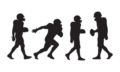 American football players in motion depicted as a silhouette sequence on a white background