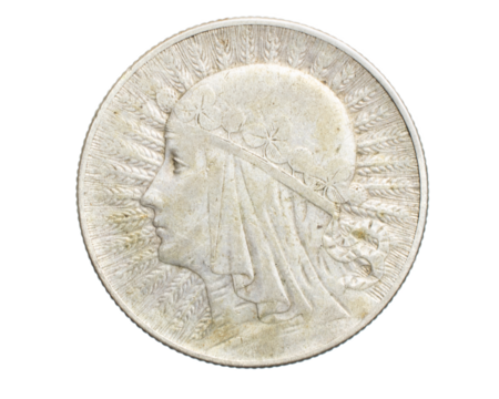 five Polish zloty coin on a white isolated background