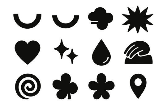 Bold Expression Icons. Feelings & Expression Icons silhouette icon set: smile curve, frown line, sigh cloud, excitement burst, empathy heart, gentle shimmer, reflective tear