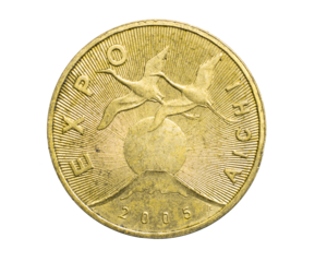 two Polish zloty on a white isolated background