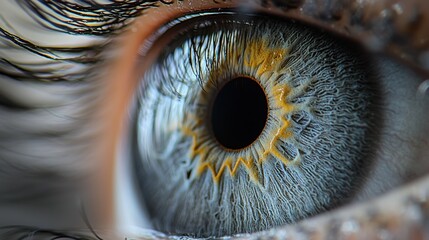 Iris collarette ring close-up blue human eye macro photography detailed surface texture crypts lacunae natural patterns professional lighting composition artistic capture