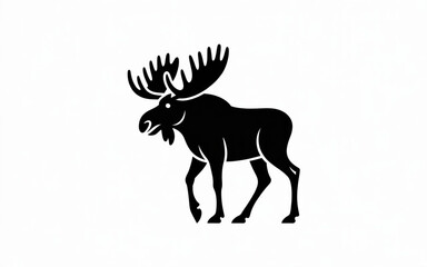 Elegant black moose silhouette standing in a bold wildlife design