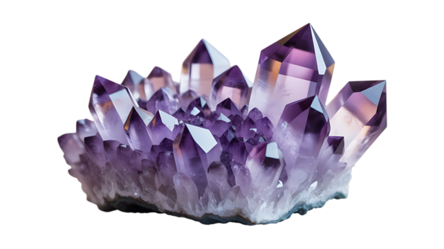 Amethyst Crystal Cluster – Transparent PNG, Healing Gemstone, Spiritual & Decorative Mineral Photography