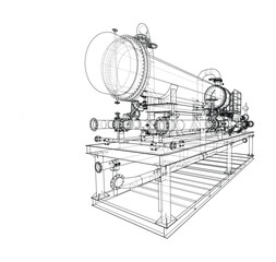 Industrial Machine Blueprint. Vector