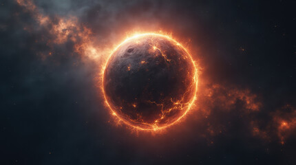 Obraz premium Damaged Earth With Missile Impact.