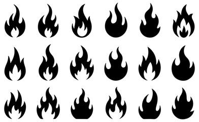 campfire flame fire icon vector set