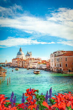View of Grand Canal and Basilica Santa Maria della Salute in Venice