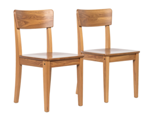 Wooden chairs isolated on a transparent background.