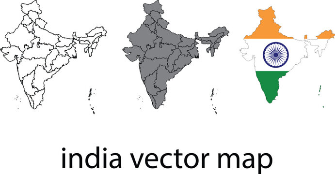 vector illustration of a map of  india  on isolated background