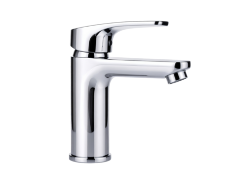 Modern water tap isolated on a transparent background.