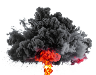 Gray smoke exploding  isolated on a transparent background