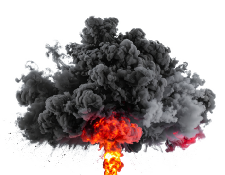 Gray smoke exploding  isolated on a transparent background